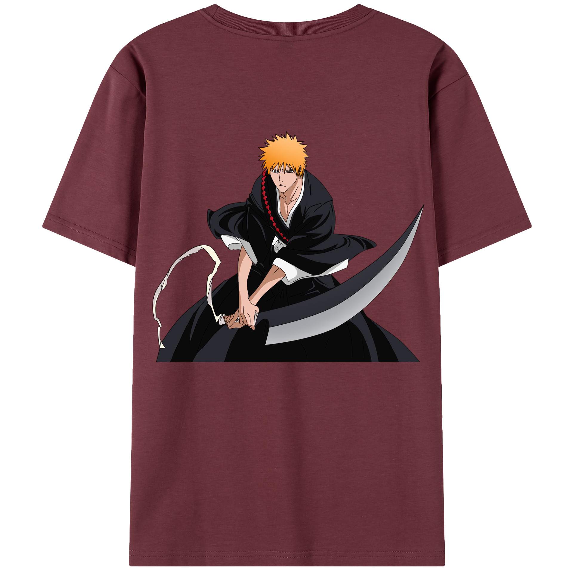 （画像用） ブリーチ 黒崎一護（くろさき いちご）BLEACH Kurosaki Ichigo 綿100％半袖Tシャツ（背面プリント）